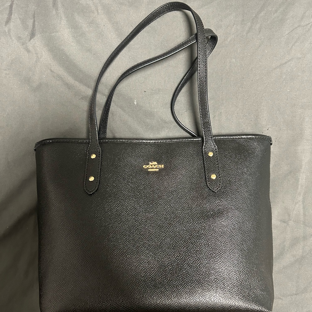 Coach Black Leather Tote Bag